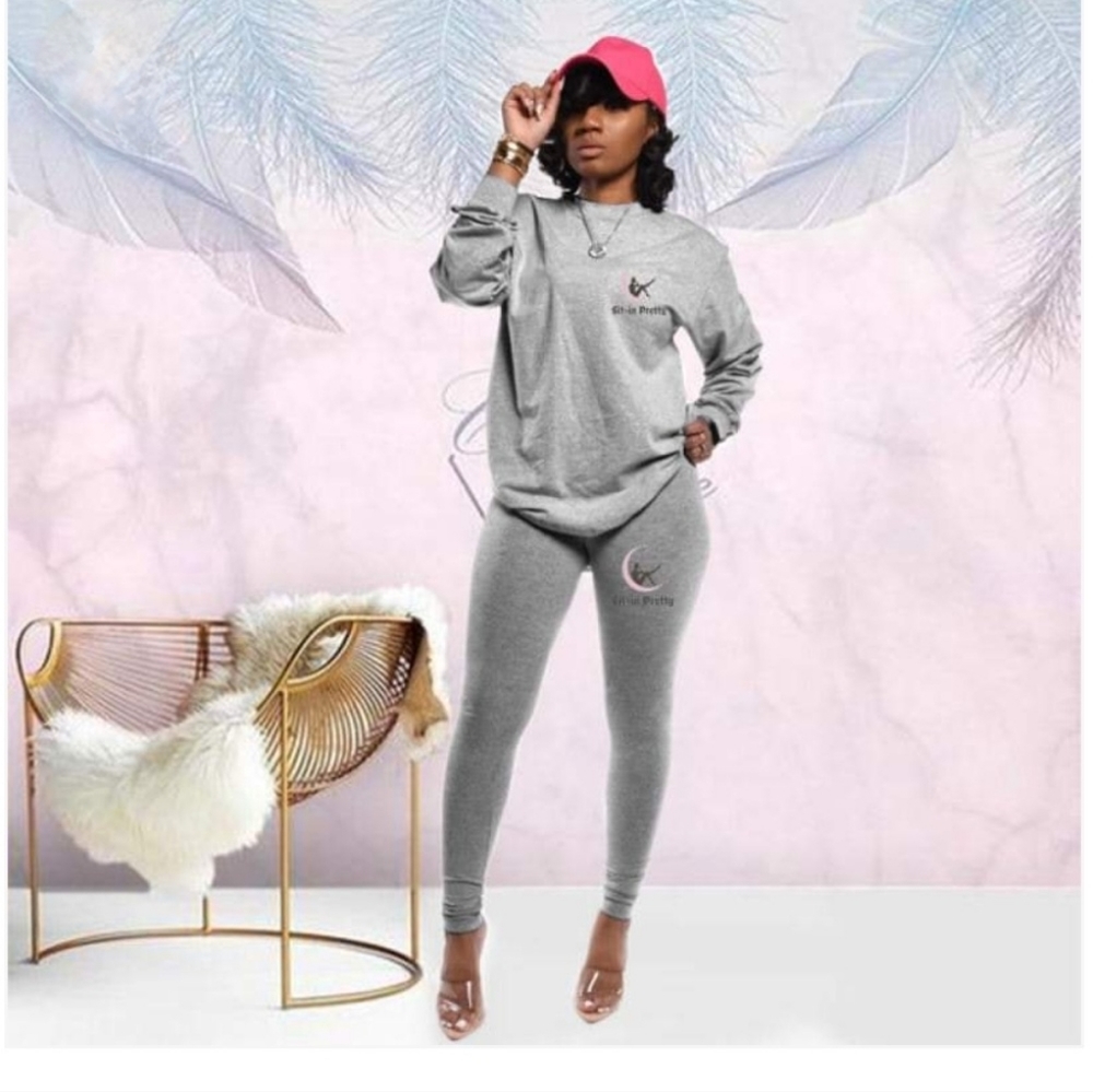 SALE !!!! Grey/Black Two Piece Tracksuit Set